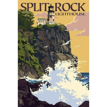 Art.com Split Rock Lighthouse - Minnesota Art Print by Lantern Press, 12" x 18"