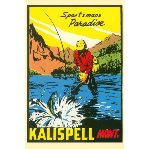Art.com Sportsman's Paradise, Kalispell, Montana Art Print, 16" x 24"