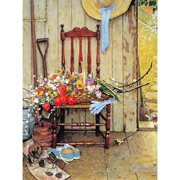 Art.com Spring Flowers Giclee Print by Norman Rockwell, 12" x 16"