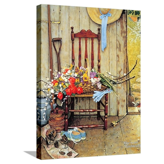 Art.com Spring Flowers Stretched Canvas Print Wall Art by Norman Rockwell, 18" x 24"