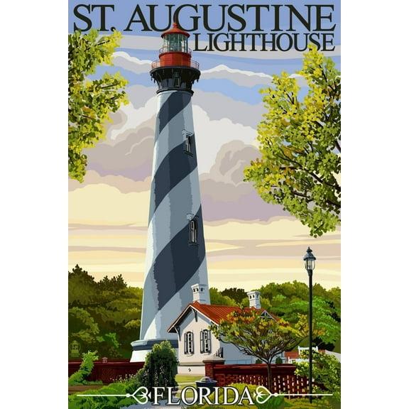 Art.com St. Augustine, Florida Lighthouse Art Print by Lantern Press, 12" x 18"