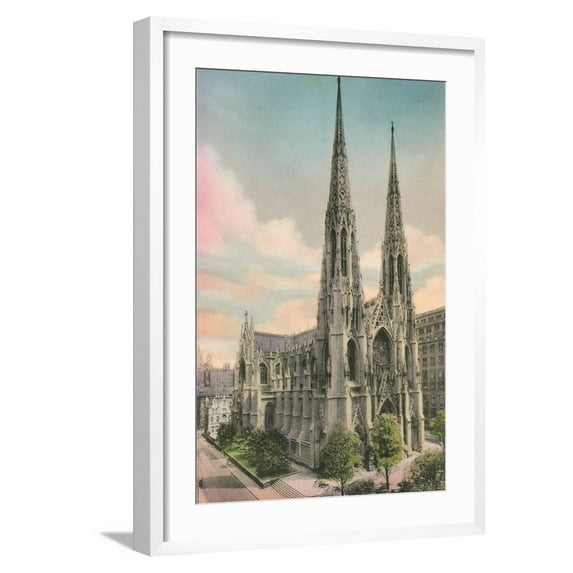 Art.com St. Patrick's Cathedral, New York City Art Print, White Frame Wall Art, 21" x 29"