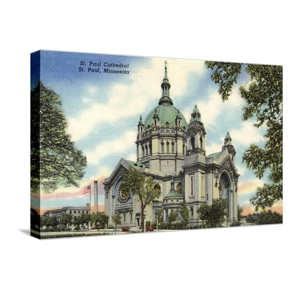 Art.com St. Paul Cathedral, St. Paul, Minnesota Stretched Canvas Print Wall Art, 24" x 16"