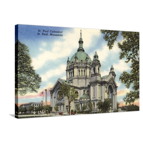 Art.com St. Paul Cathedral, St. Paul, Minnesota Stretched Canvas Print Wall Art, 36" x 24"