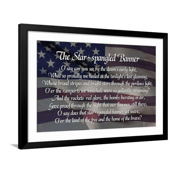 Art.com Star-spangled Banner Lyrics Art Print, Black Frame Wall Art, 44" x 32"