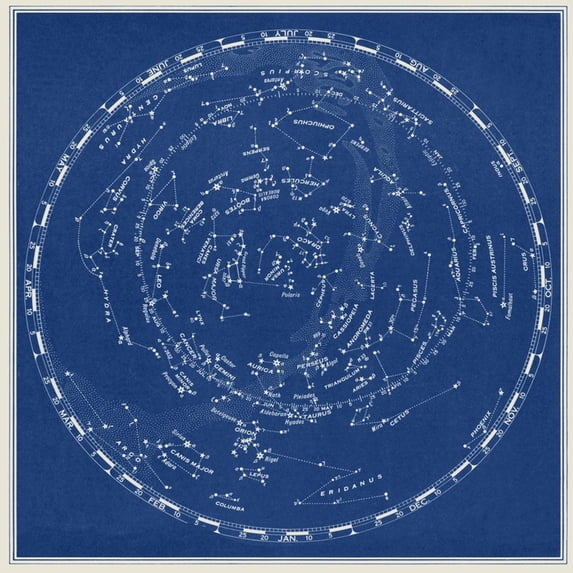 Art.com Stars and Constellations Chart Art Print, 16" x 16"