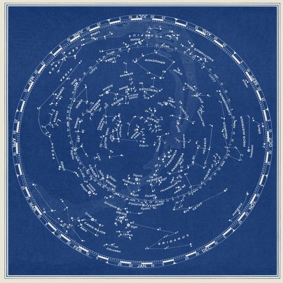 Art.com Stars and Constellations Chart Art Print, 24" x 24"