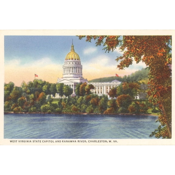 Art.com State Capitol, Charleston, West Virginia Art Print, 18" x 12"
