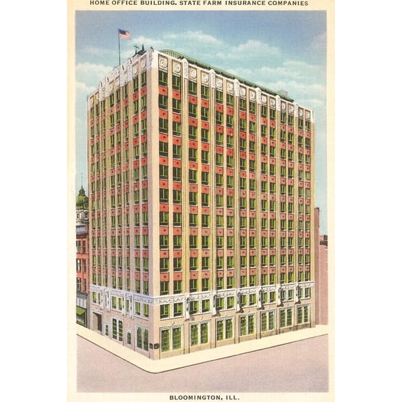 Art.com State Farm Insurance Building, Bloomington, Illinois Art Print, 12" x 18"
