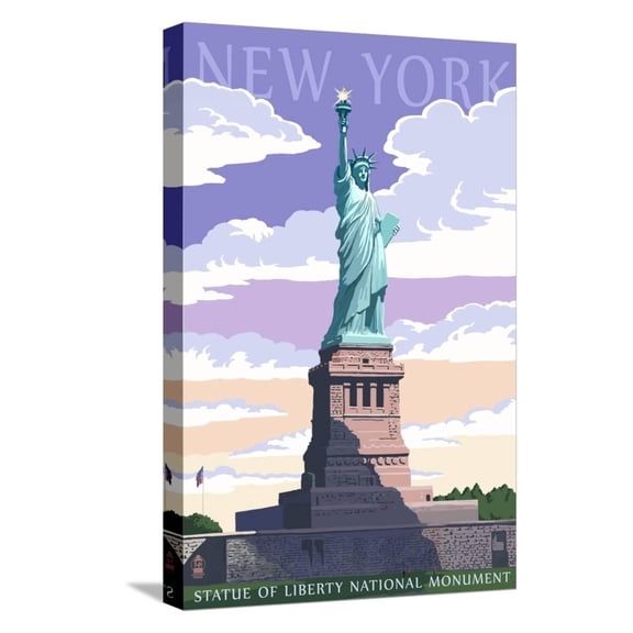 Art.com Statue of Liberty National Monument - New York City, NY Stretched Canvas Print Wall Art by Lantern Press, 12" x 18"