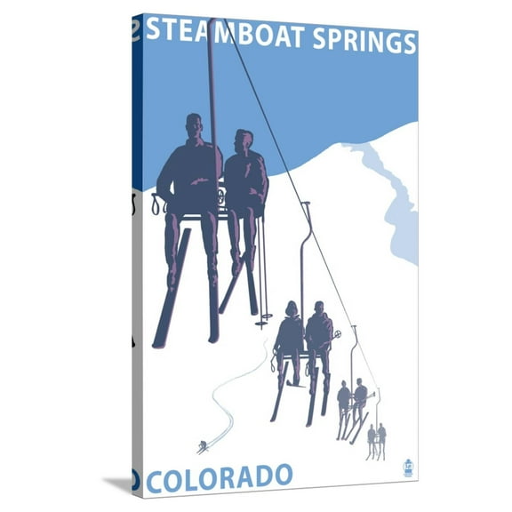 Art.com Steamboat Springs, Ski Lift Stretched Canvas Print Wall Art by Lantern Press, 24" x 36"