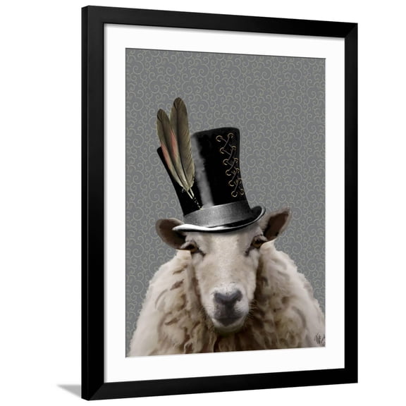 Art.com Steampunk Sheep Art Print by Fab Funky, Black Frame Wall Art, 32" x 40"
