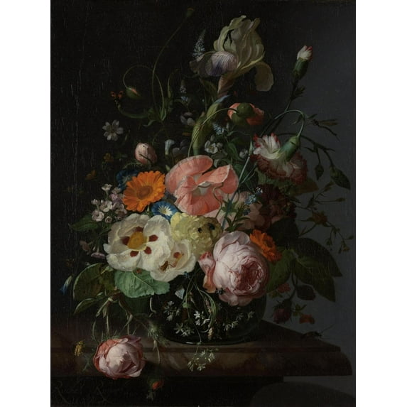 Art.com Still Life with Flowers on a Marble Tabletop Art Print by Rachel Ruysch, 24" x 32"