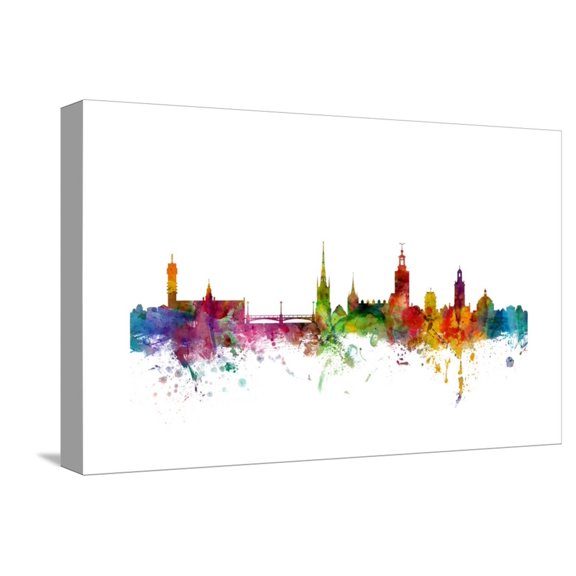 Art.com Stockholm Sweden Skyline Stretched Canvas Print Wall Art by Michael Tompsett, 18" x 12"