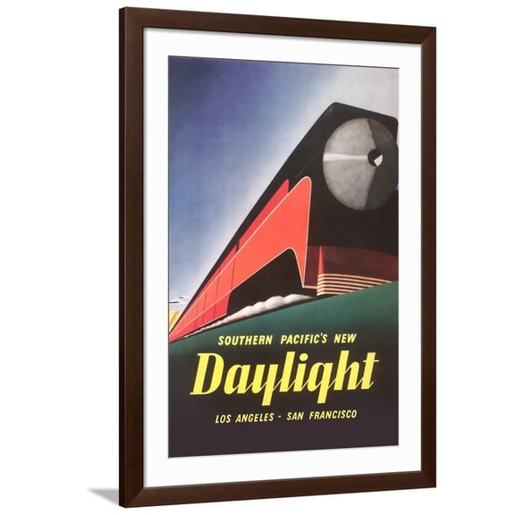Art.com Streamlined Daylight Train Art Print, Brown Frame Wall Art, 32" x 44"