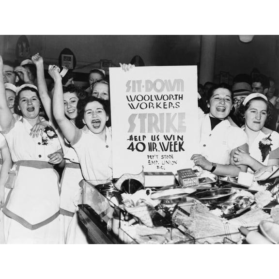 Art.com Striking Employees of NYC Woolworth's Demand a 40 Hour Work Week, 1937 Photo, 16" x 12"