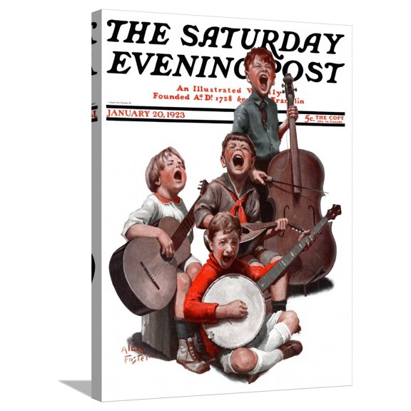 Art.com String Quartet, Saturday Evening Post Cover, January 20, 1923 Stretched Canvas Print Wall Art by Alan Foster, 24" x 32"
