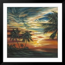 Art.com Stunning Tropical Sunset I Art Print, Black Frame Wall Art, 38" x 38"