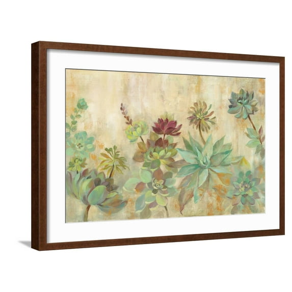 Art.com Succulent Garden Art Print by Silvia Vassileva, Brown Frame Wall Art, 29" x 21"