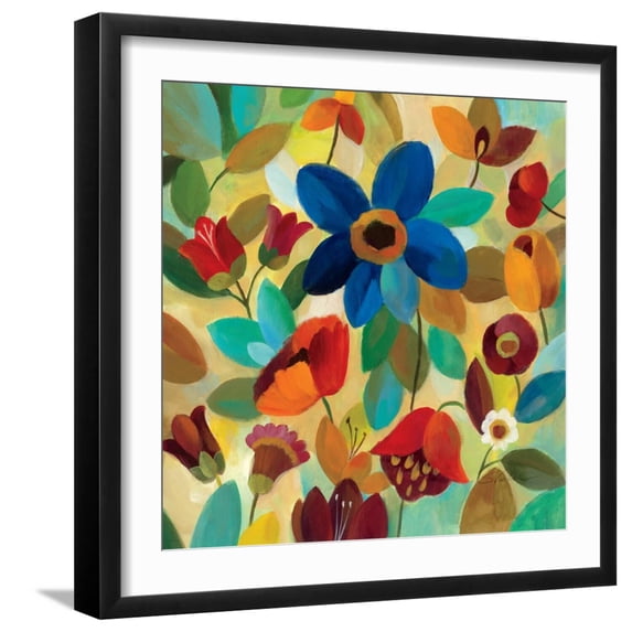 Art.com Summer Floral II Art Print by Silvia Vassileva, Black Frame Wall Art, 21" x 21"