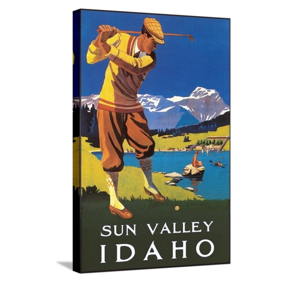 Art.com Sun Valley, Idaho, Golfing in Mountains Stretched Canvas Print Wall Art, 16" x 24"