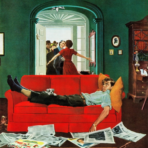 Art.com Sunday Visitors, February 6, 1954 Giclee Print by George Hughes, 16" x 16"