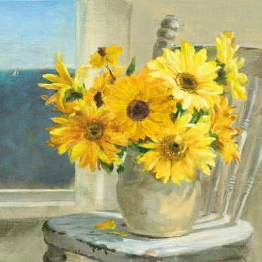 Art.com Sunflowers by the Sea Crop Light Art Print by Danhui Nai, 16" x 16"