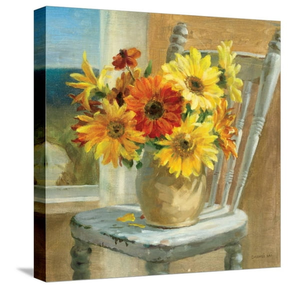 Art.com Sunflowers by the Sea Crop Stretched Canvas Print Wall Art by Danhui Nai, 16" x 16"
