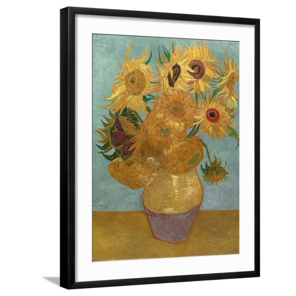 Art.com Sunflowers, c.1889 Art Print by Vincent van Gogh, Black Frame Wall Art, 23" x 29"