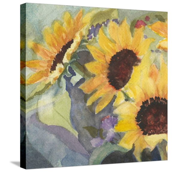 Art.com Sunflowers in Watercolor I Stretched Canvas Print Wall Art by Sandra Iafrate, 24" x 24"