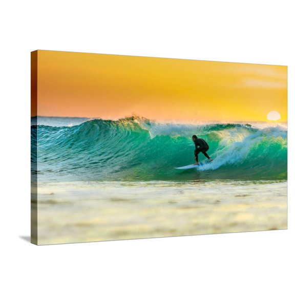 Art.com Sunrise Surfing Stretched Canvas Print Wall Art by sw_photo, 36" x 24"