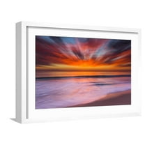 Art.com Sunset Abstract from Tamarack Beach in Carlsbad, Ca Photographic Print by Andrew Shoemaker, White Frame Wall Art, 23" x 17"