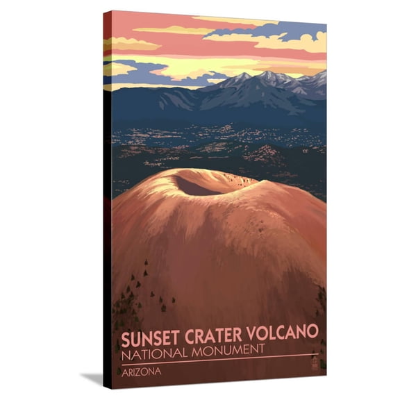 Art.com Sunset Crater Volcano National Monument, Arizona Stretched Canvas Print Wall Art by Lantern Press, 24" x 36"