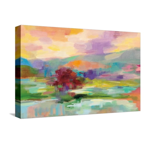 Art.com Sunset Lake Hues Stretched Canvas Print Wall Art by Silvia Vassileva, 18" x 12"