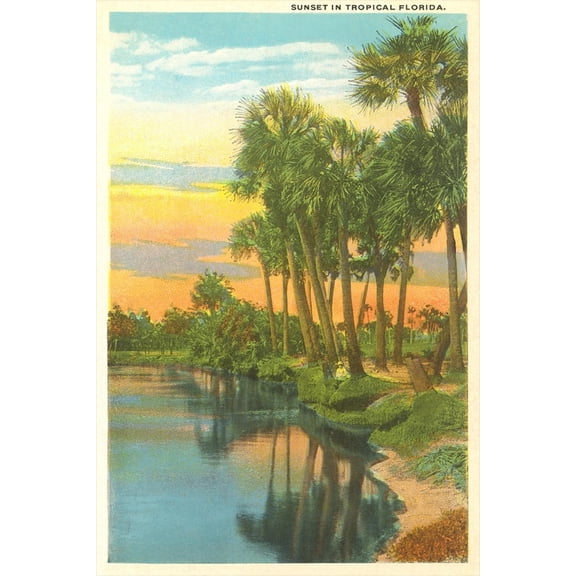 Art.com Sunset, Palm Trees, Florida Art Print, 16" x 24"