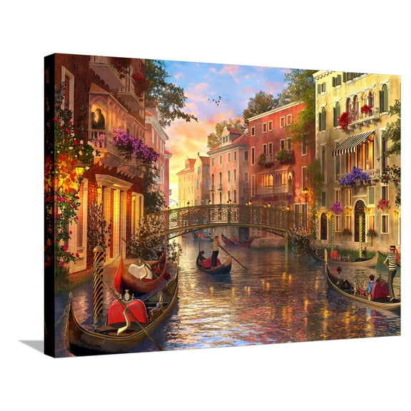 Art.com Sunset in Venice Stretched Canvas Print Wall Art by Dominic Davison, 32" x 24"