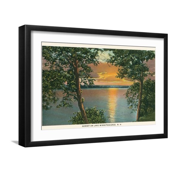 Art.com Sunset on Lake Winnipesaukee, New Hampshire Art Print, Black Frame Wall Art, 23" x 17"