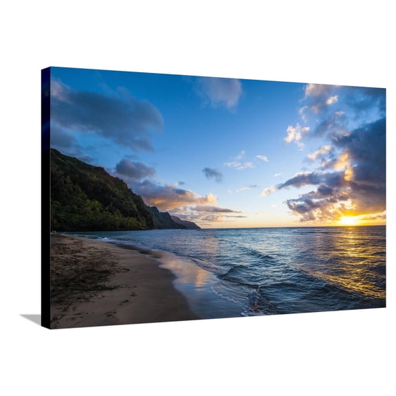 Art.com Sunset on the Napali Coast, Kauai, Hawaii,United States of America, Pacific Stretched Canvas Print Wall Art by Michael Runkel, 36" x 24"