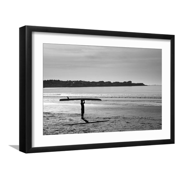 Art.com Surfer Holding Board Newport Rhode Island Photo, Black Frame Wall Art, 23" x 17"