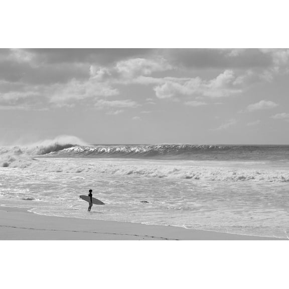 Art.com Surfer standing on the beach, North Shore, Oahu, Hawaii, USA Photographic Print, 18" x 12"