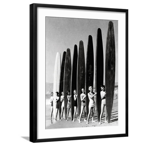 Art.com Surfin' Gals Art Print by The Chelsea Collection, Black Frame Wall Art, 23" x 29"