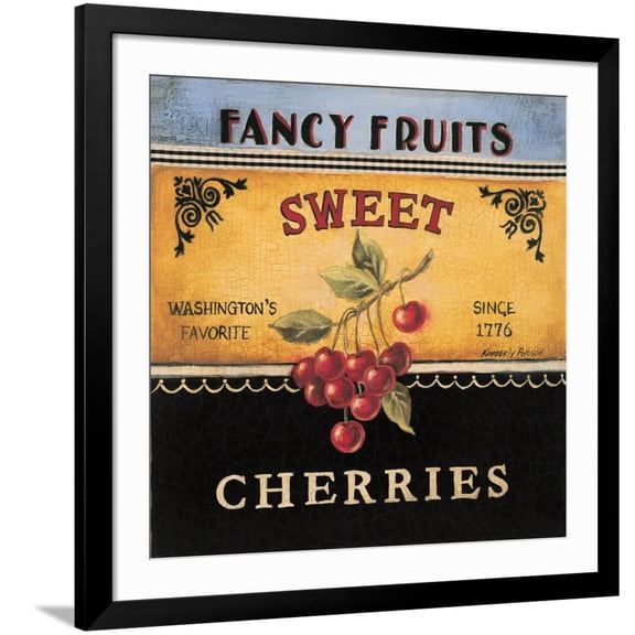 Art.com Sweet Cherries Art Print by Kimberly Poloson, Black Frame Wall Art, 38" x 38"