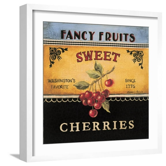 Art.com Sweet Cherries Art Print by Kimberly Poloson, White Frame Wall Art, 21" x 21"