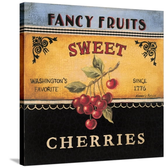 Art.com Sweet Cherries Stretched Canvas Print Wall Art by Kimberly Poloson, 30" x 30"