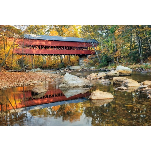 Art.com Swift River Covered Bridge Photo by Alan Majchrowicz, 18" x 12"