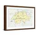 thumbnail image 1 of Art.com Switzerland Political Map Art Print by Peter Hermes Furian, Brown Frame Wall Art, 23" x 17", 1 of 5