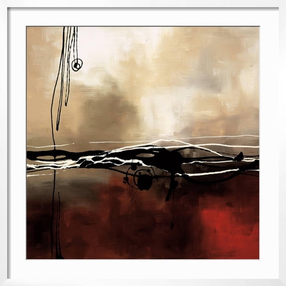 Art.com Symphony in Red and Khaki I Art Print by Laurie Maitland, White Frame Wall Art, 29" x 29"