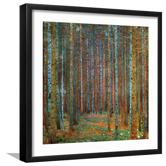Art.com Tannenwald (Pine Forest), 1902 Giclee Print by Gustav Klimt, Black Frame Wall Art, 21" x 21"