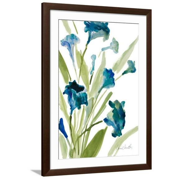 Art.com Teal Belles II Art Print by Lanie Loreth, Brown Frame Wall Art, 32" x 44"