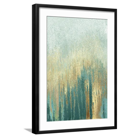 Art.com Teal Golden Woods Art Print by Roberto Gonzalez, Black Frame Wall Art, 21" x 29"